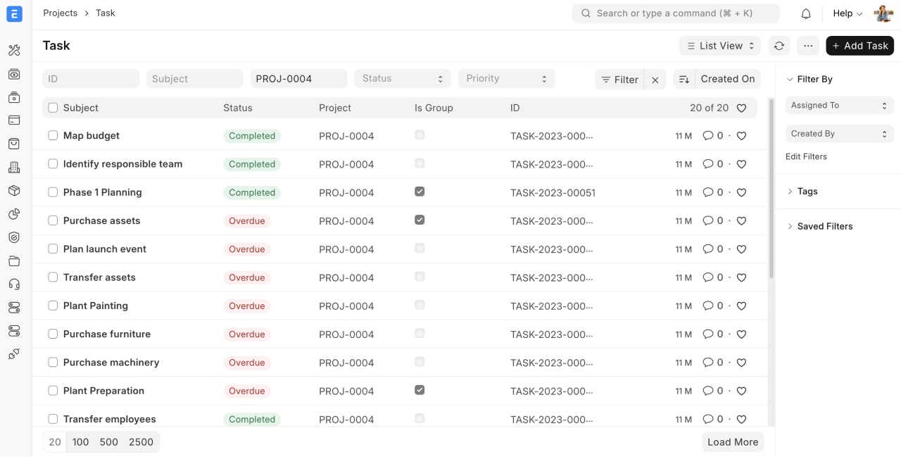 ERPNext Projects — Tasks & project delivery
