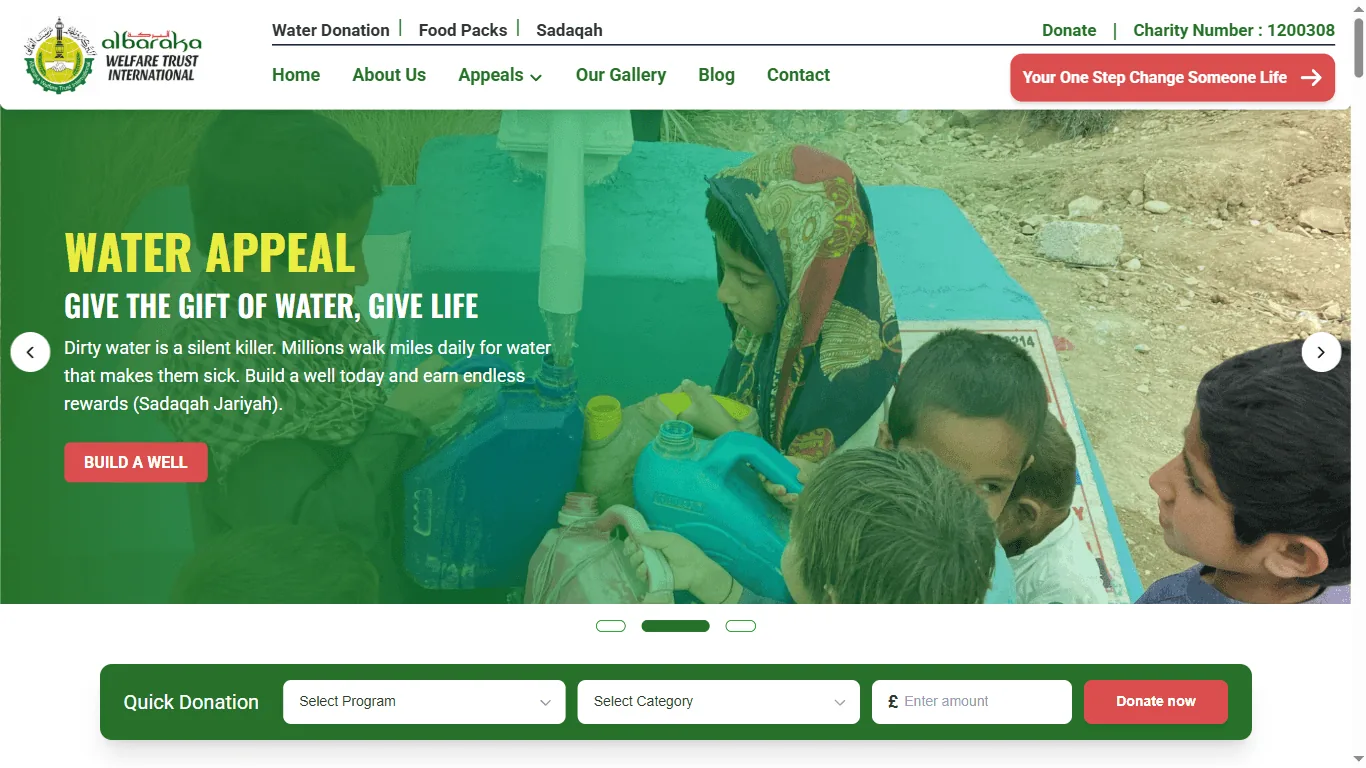 Al-Baraka Welfare Trust — a live website we designed and built