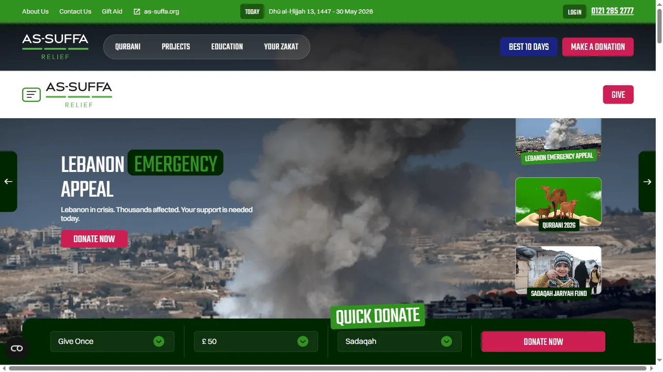 As-Suffa Relief — a live website we designed and built