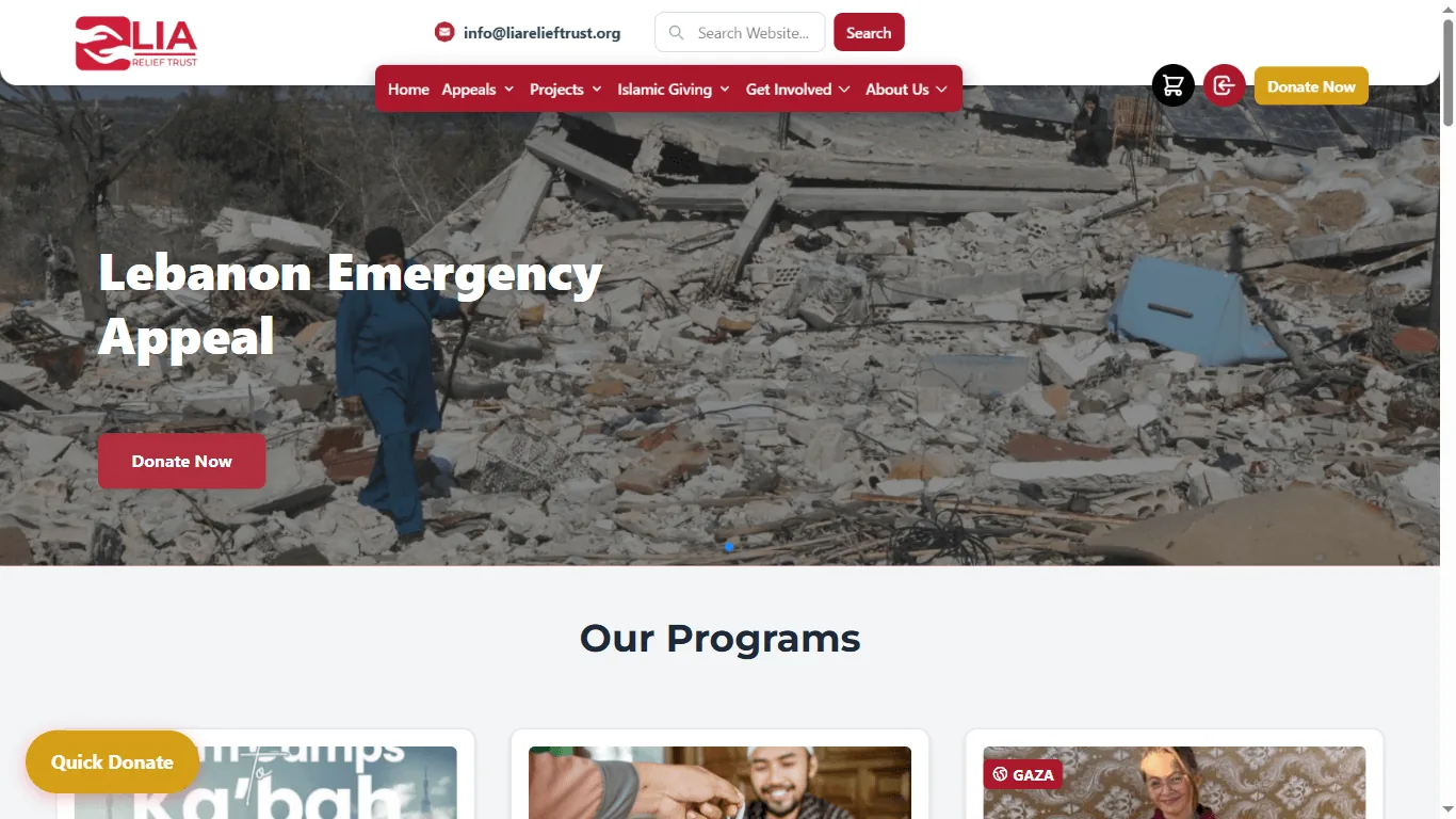 LIA Relief Trust — a live website we designed and built