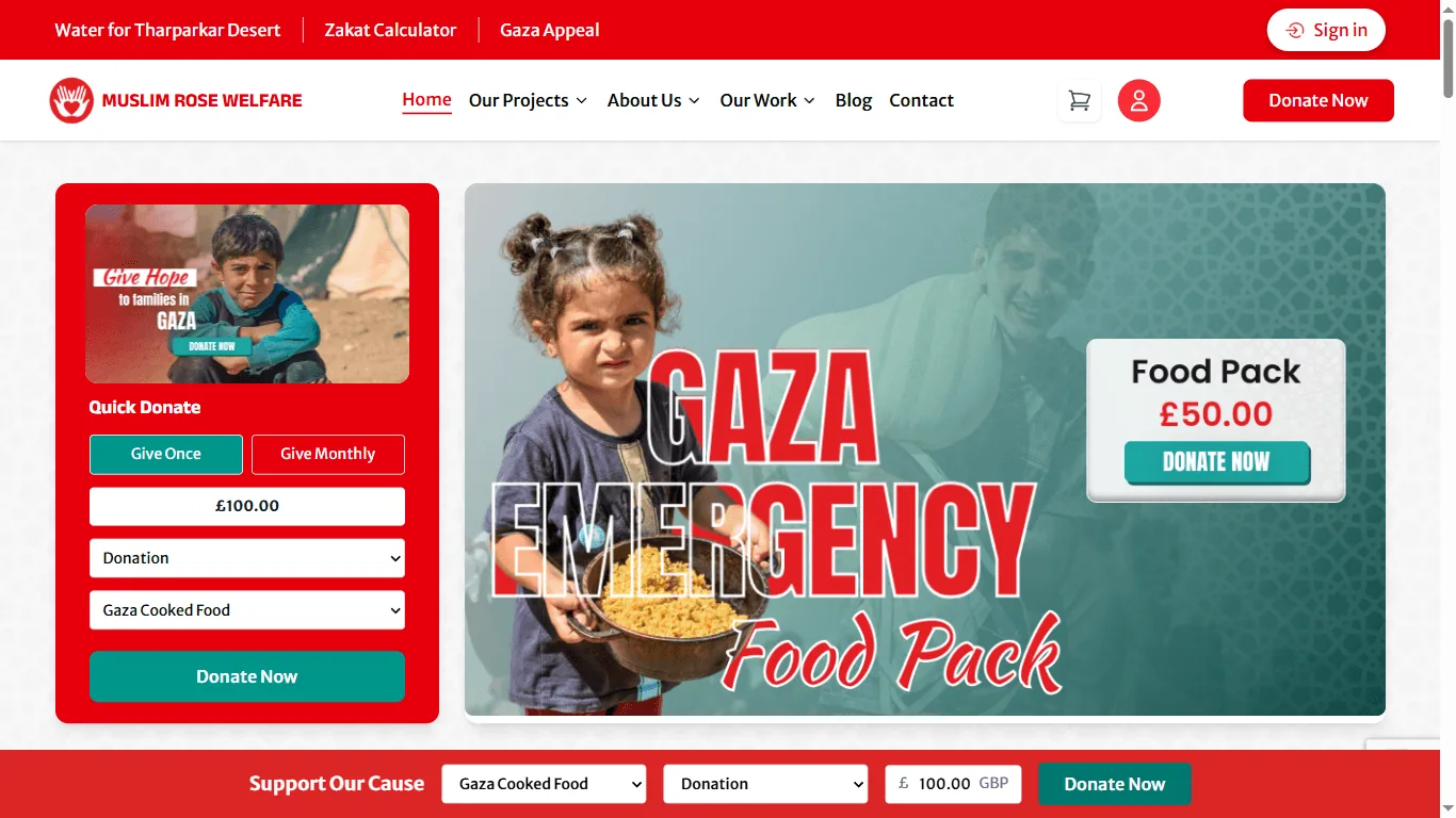 Muslim Rose Welfare — a live website we designed and built