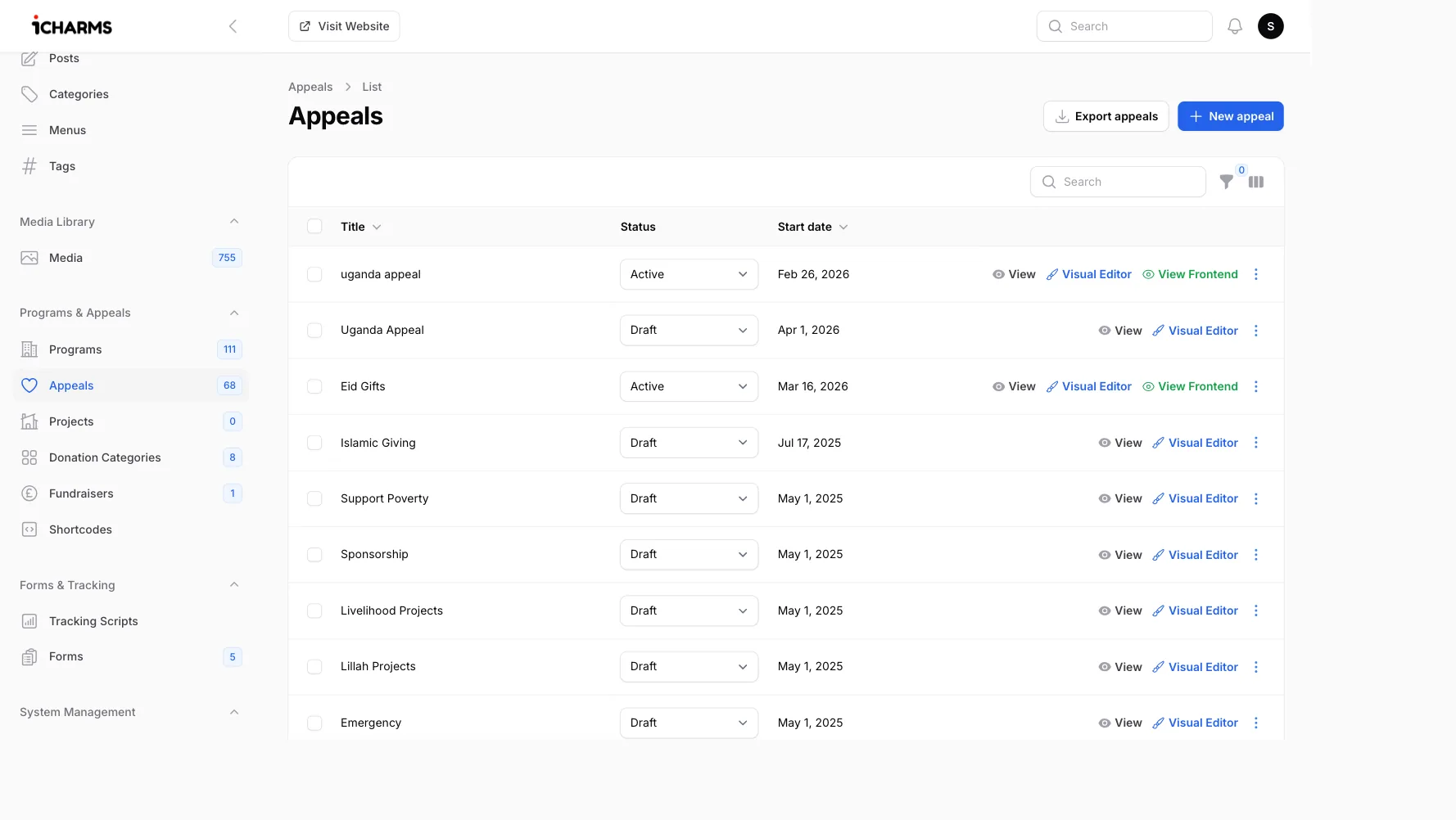 Appeals & campaigns, built in.