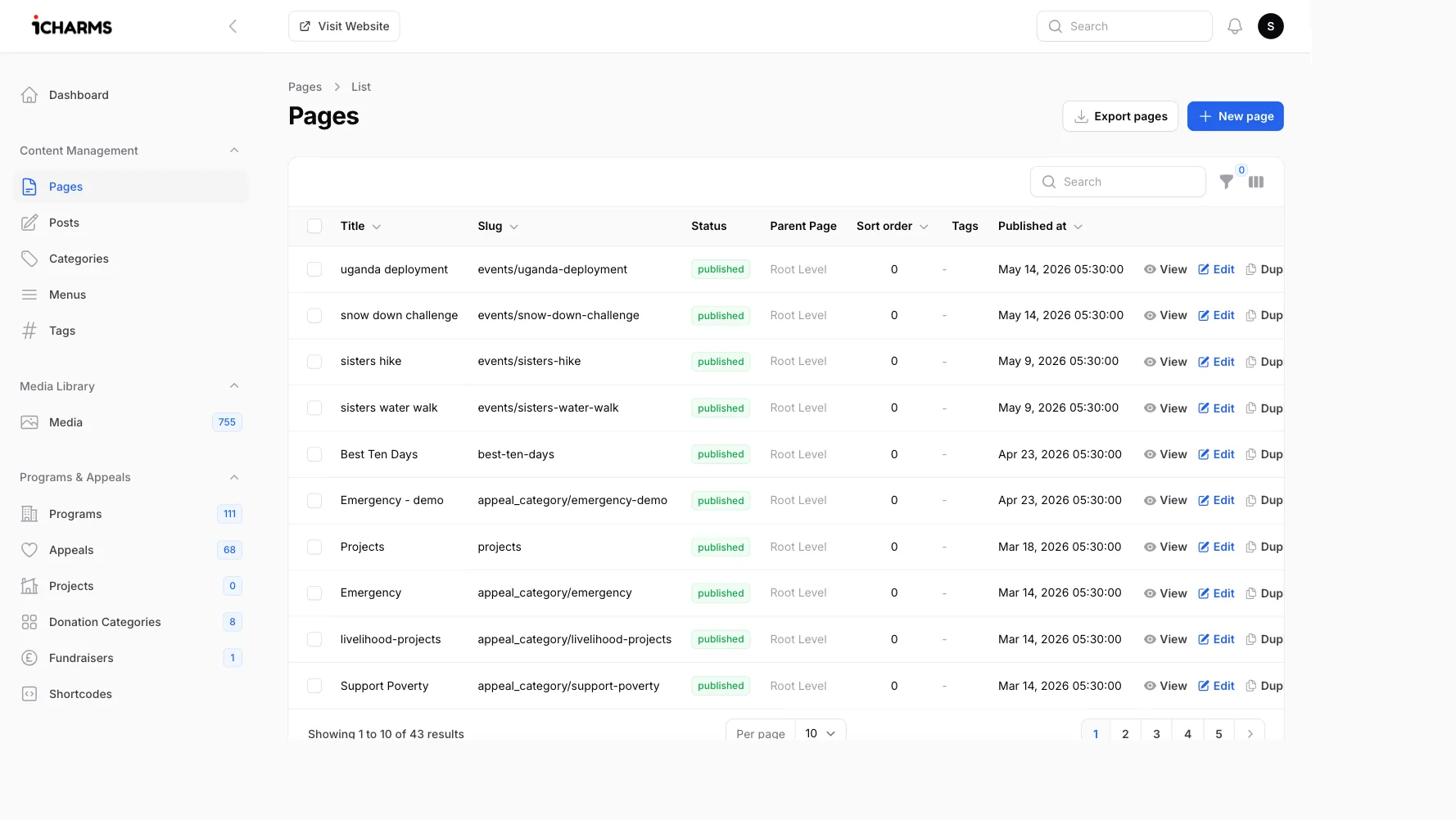 iCharityCMS self-serve page editor