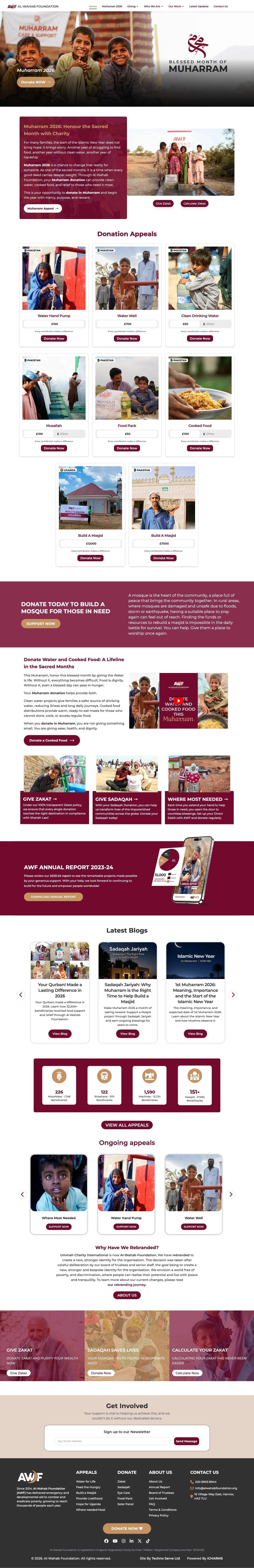 Alwahab Foundation — full charity website designed and built by Techno Serve