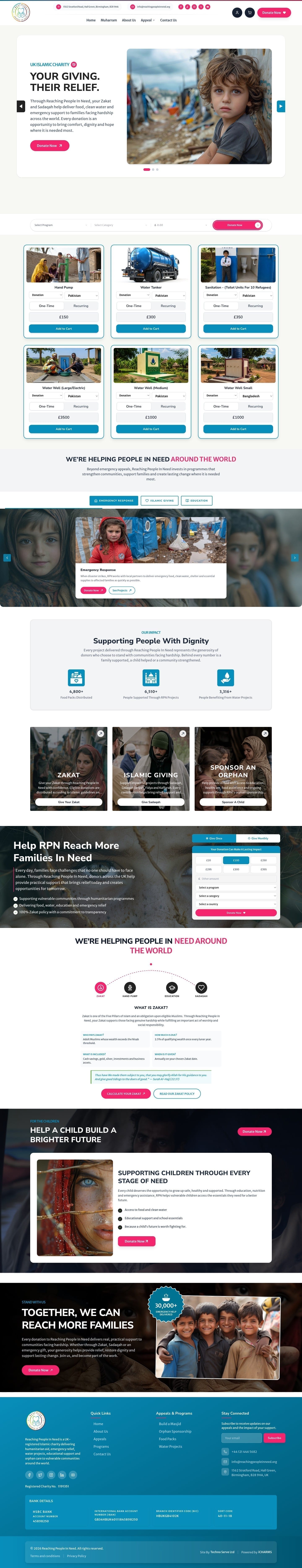 Reaching People In Need — full charity website designed and built by Techno Serve